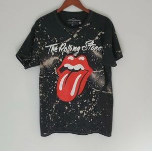 The Rolling Stones Men's Size M Black Paint Splatter Graphic Band TShirt